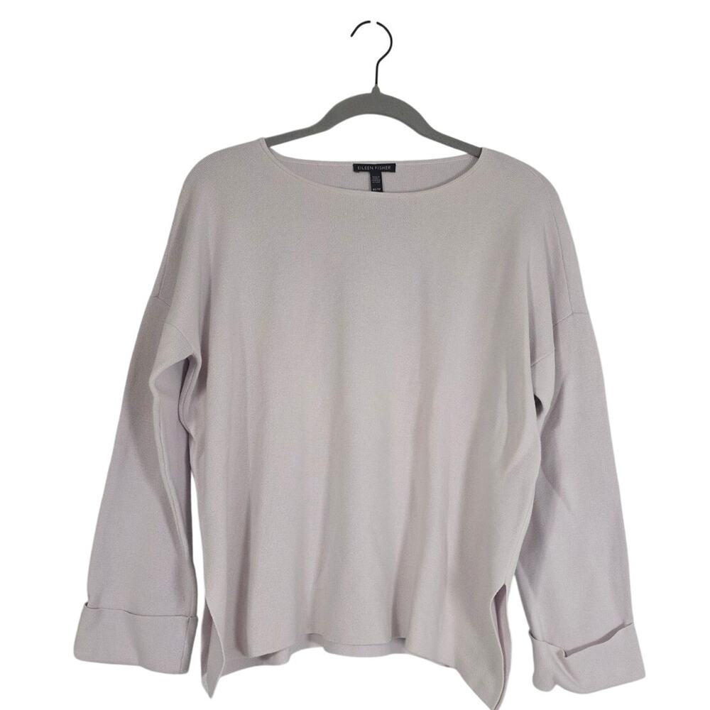 Eileen Fisher Organic Cotton Sweater Women's XS Pink Bateau Neck Minimalist